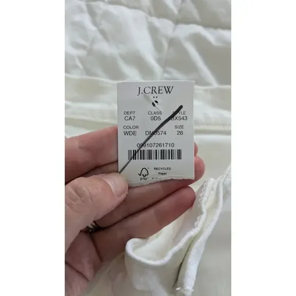 J. Crew Factory High Rise Flare Crop White Denim Jeans - Picture 8 of 9